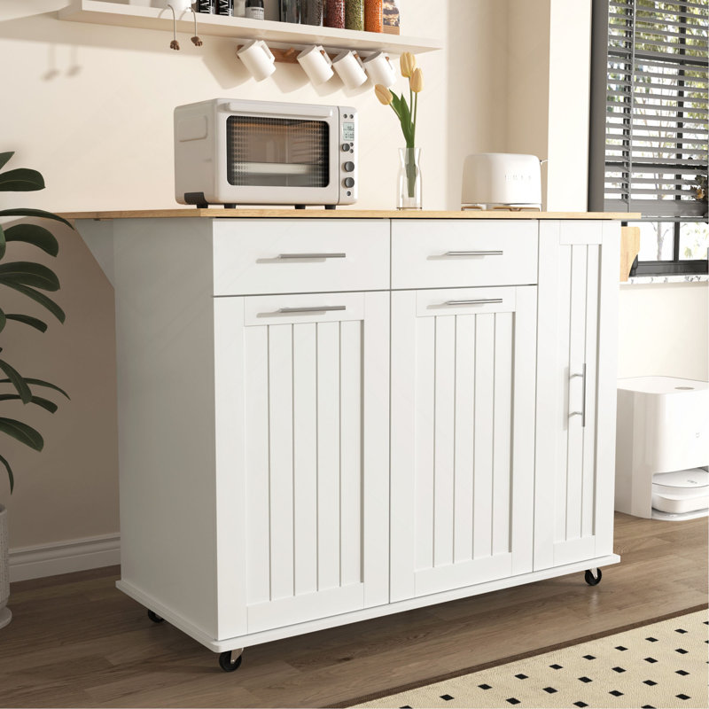 Îlot de cuisine avec abattant, chariot de rangement de cuisine avec organisateur à 3 niveaux, support de rangement interne, chariot de cuisine sur roulettes avec porte-serviettes, 2 tiroirs, pour la cuisine