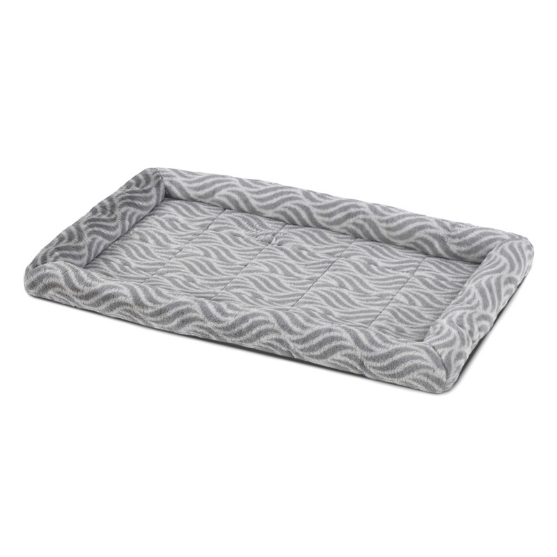 Gray Cotton Blend Rectangular Pet Bed for Medium Dogs