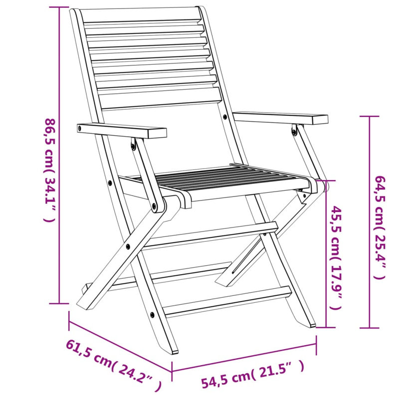 Spokane Solid Wood Accent Folding Chair Set, 86.5cm H x 61.5cm W x 54.5cm D