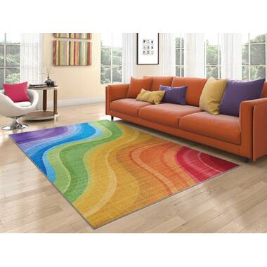 Alaoui Abstract Multicolor Non Skid Performance Area Rug Hashtag Home Rug Size: Rectangle 9' x 12