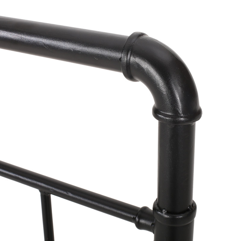 Tête de lit pour très grand lit avec structure en tube de fer, conception passepoilée, couleur noir mat, tête de lit de 76,26 po de profondeur, finition, détails industriels, largeur de 1,97