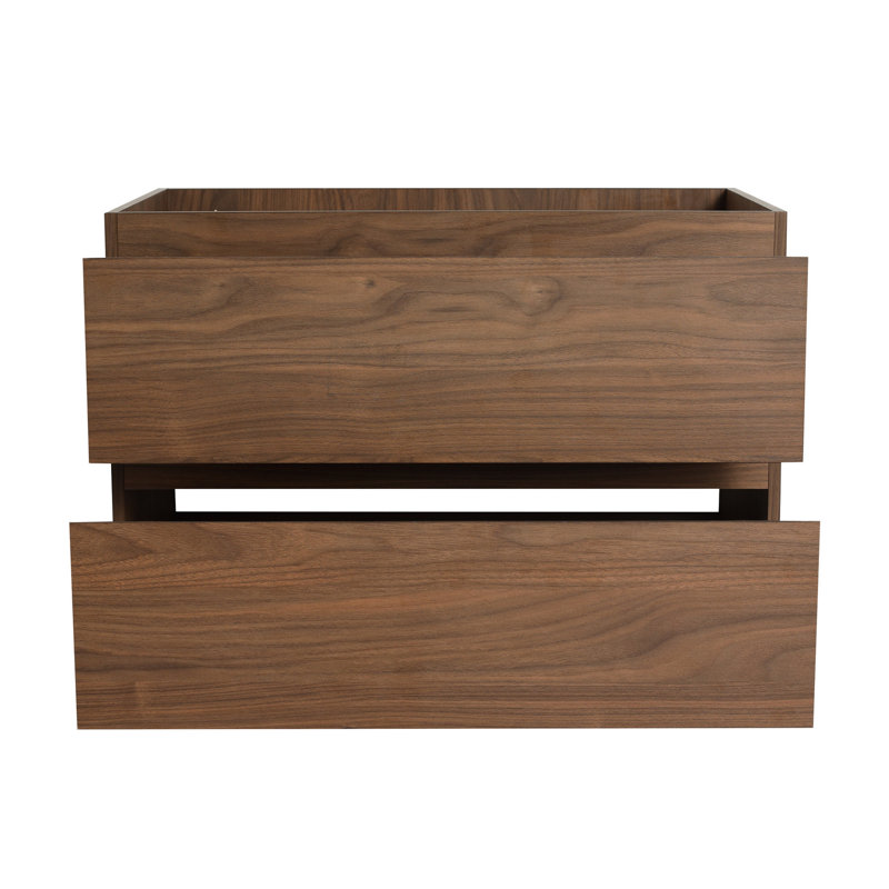 Meuble-lavabo mural de 30 po avec lavabo en résine. Design moderne, 2 tiroirs à fermeture en douceur. Fabrication en contreplaqué, base à fermeture en douceur