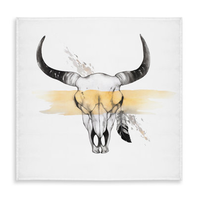 Cow skull with feather - Gray Scandinavian tablecloth | Home Decor