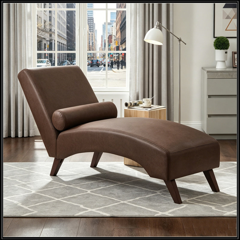 Chaise longue rembourrée avec coussin, Brun