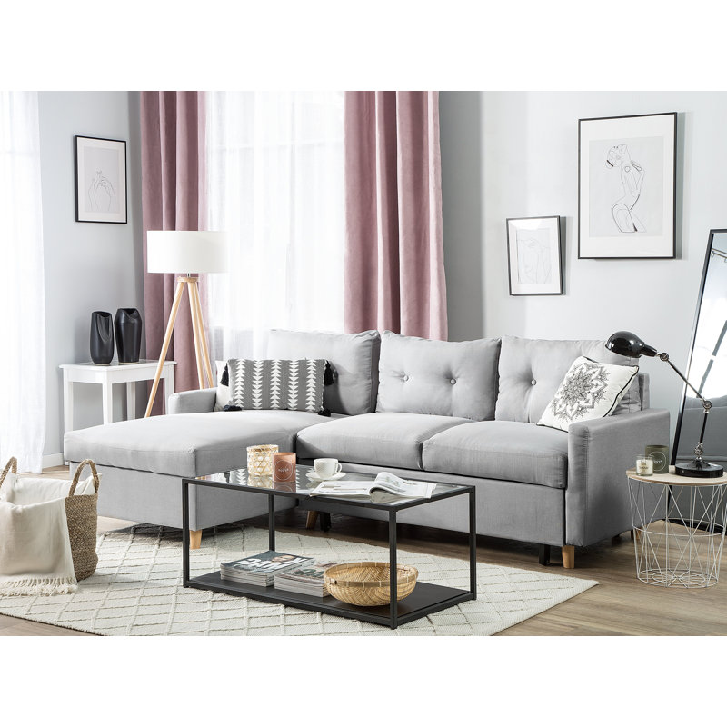 Dijon 3 Seater Sofa Bed, Light Grey, Left orientated
