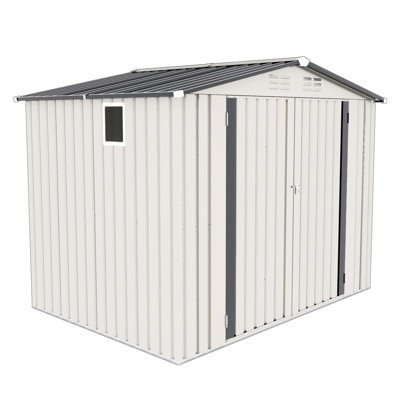 Metal Outdoor Garden Storage Shed, Tool Shed with One Window and Two Lockable Door, Metal Tool Shed for Garden Tool Storage, Bike Storage