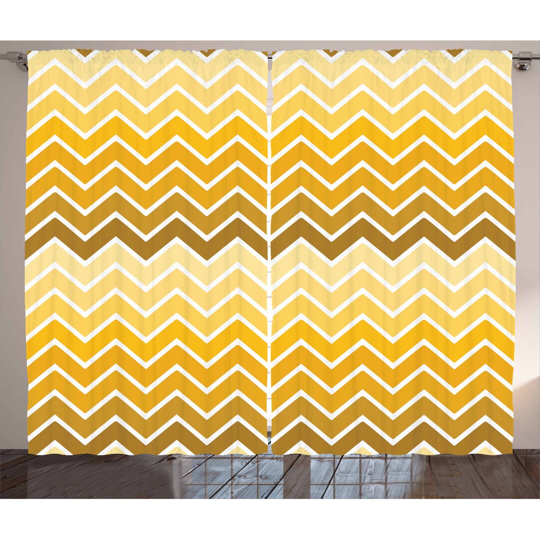 Rustikaler Vorhang, Chevron Zigzag Ombre, Gelb, Gelb Blassgelb