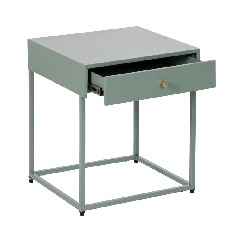 Bouey 43cm W Steel Bedside Table, Green