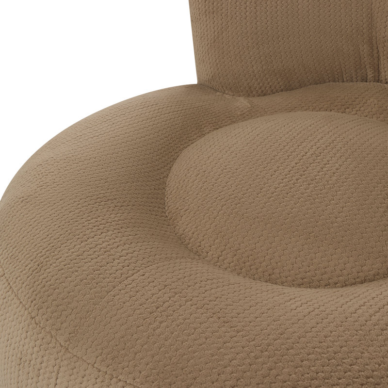 Fauteuil lounge rond surdimensionné sans cadre, fauteuil de sol moderne en peluche texturée avec coussin décoratif en forme de cœur