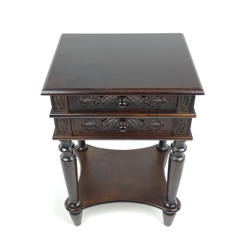Ervine Solid Wood 2 - Drawer End Table