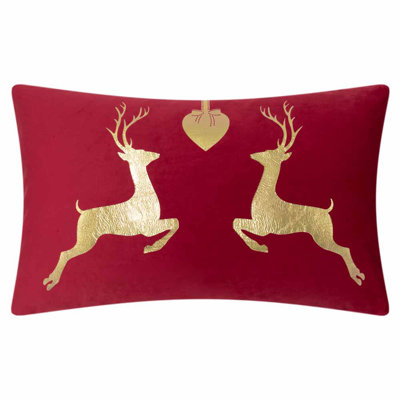 Housse de coussin décoratif en velours de Noël 12 x 20 pouces Renne
