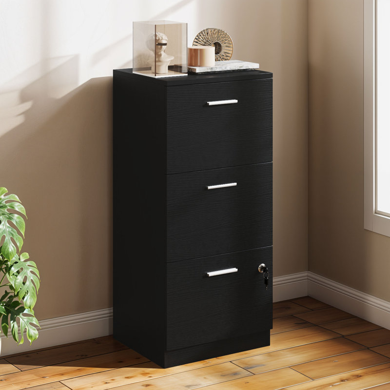 3-Drawer Filing Cabinet, Black
