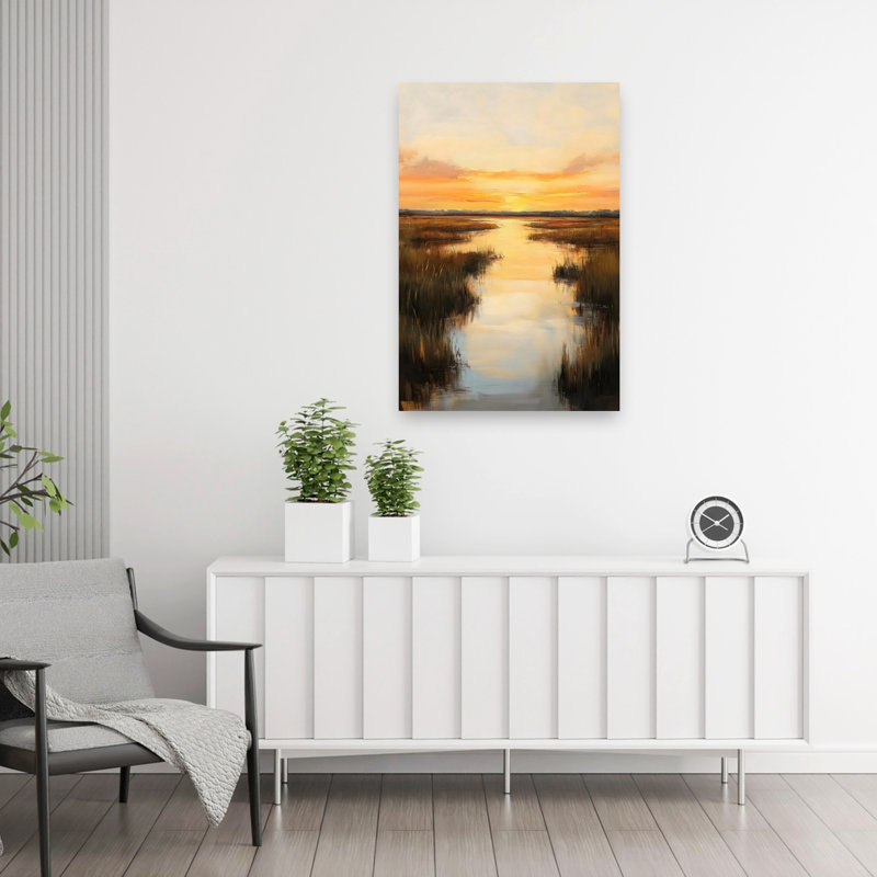 «Sunset Marsh II», reproduction d'art contemporain abstraite, 36" H x 24" W