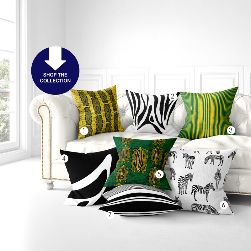 Coussin décoratif intérieur noir et blanc Hunter, 18" x 18"