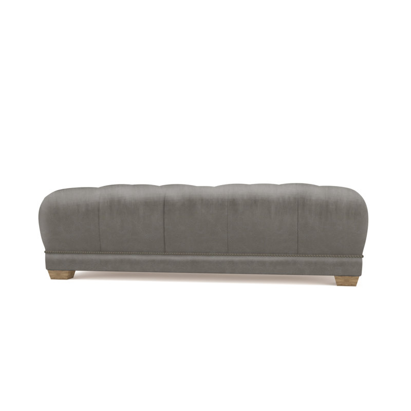 Hudson Ottoman, Plush Velvet Oyster, Weathered