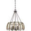 Lustre géométrique 5 lumières unique/avec accents de bois Quijada