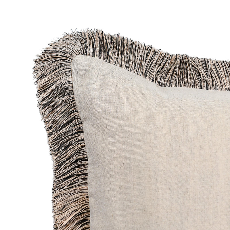 Nola Fringe Linen Blend Throw Pillow, 16"H x 36"W, Rectangular