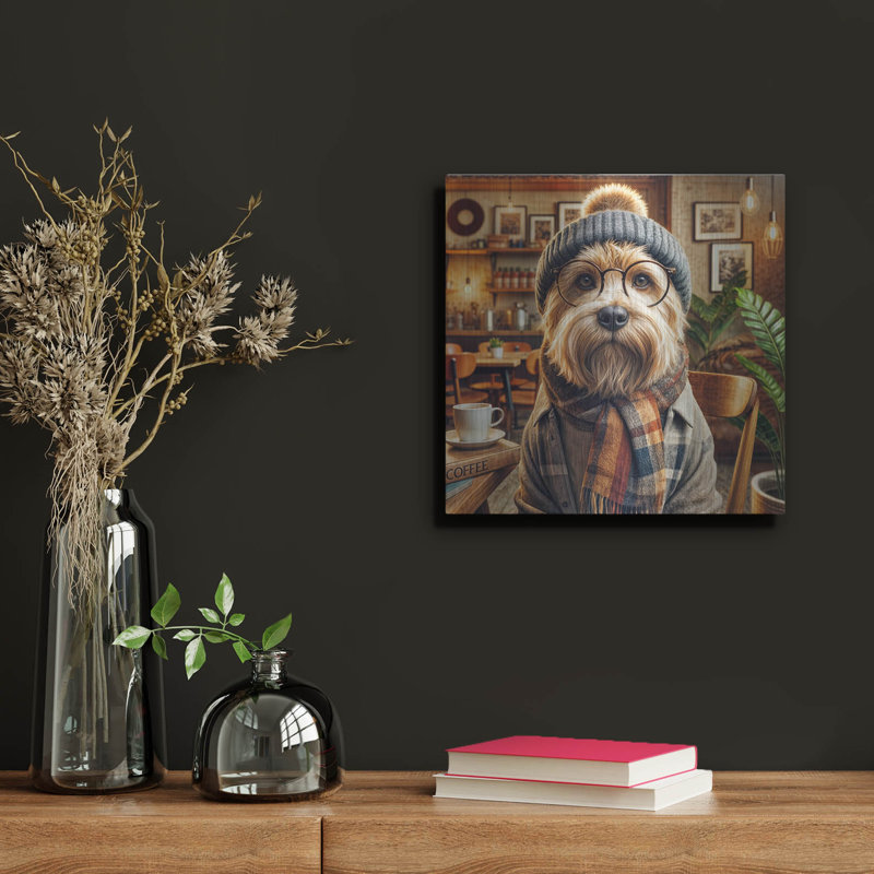 «Hipster Dog 1» par Rey Klimt, art mural en métal, H 12 po x l 12 po
