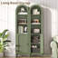 Armoire de rangement de salle de bain cintrée de 69,5 pouces de hauteur avec portes cannelées et 5 tablettes-1415275890