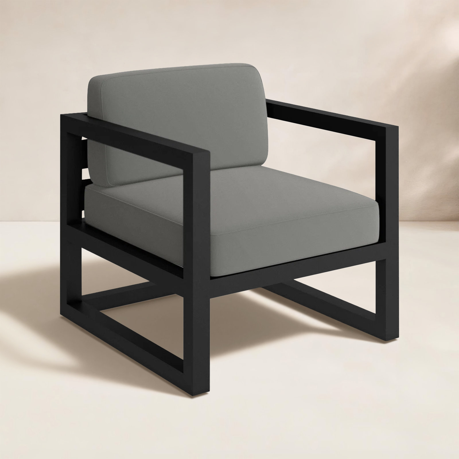 Smith Sunbrella® Patio Lounge Chair, Canvas Charcoal, Black