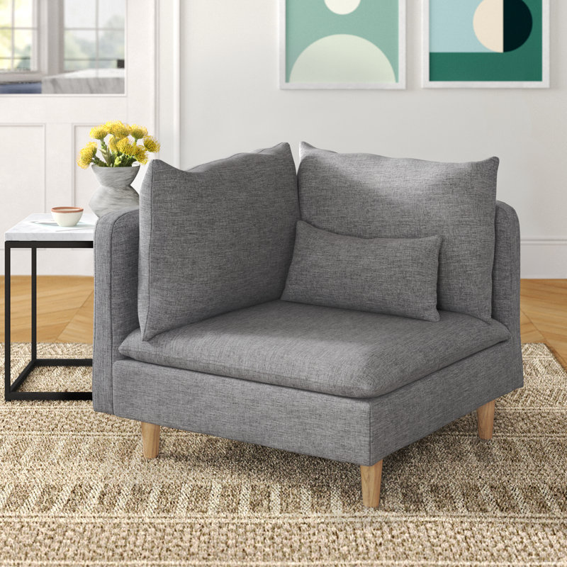 Poyner Upholstered Accent Chair, Gray Linen