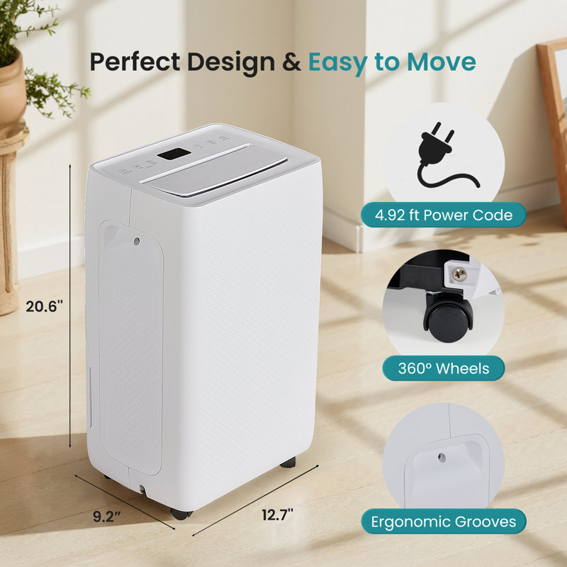3,500 Sq. Ft Dehumidifier, 50 Pints Dehumidifier for Basement with Drain Hose, 4.5L/1.19 Gallon Water Tank Quiet with Airflow Swing, Ideal Whole House Dehumidifiers for Home, Bedroom & Bathroom