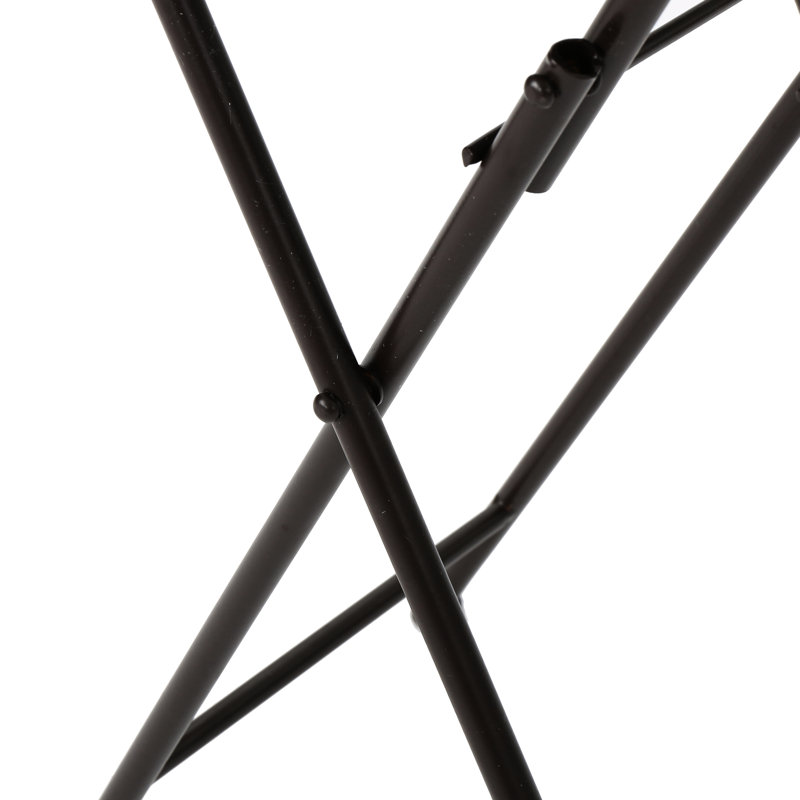 Table d'appoint pliable avec magnifique mosaïque de pierre, 35,5 cm L x P x H, carrelage en céramique beige et noir et structure en fer, style transitionnel, pliable, 35,5 cm x 55,3 cm
