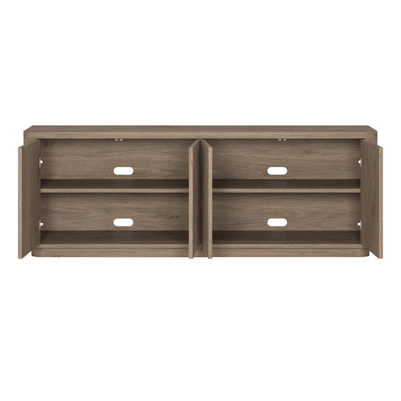 Weybossett Rectangular TV Stand, Gray Wood/Beige Wood Fluting