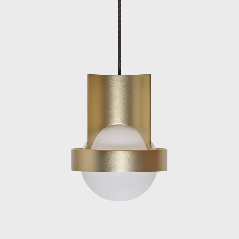 Gold Aluminum Globe Pendant Light with LED Bulb