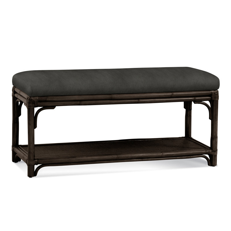 Summer Retreat Wicker Shelf Storage Bench, Java, Elite Chocolate; 0321-72
