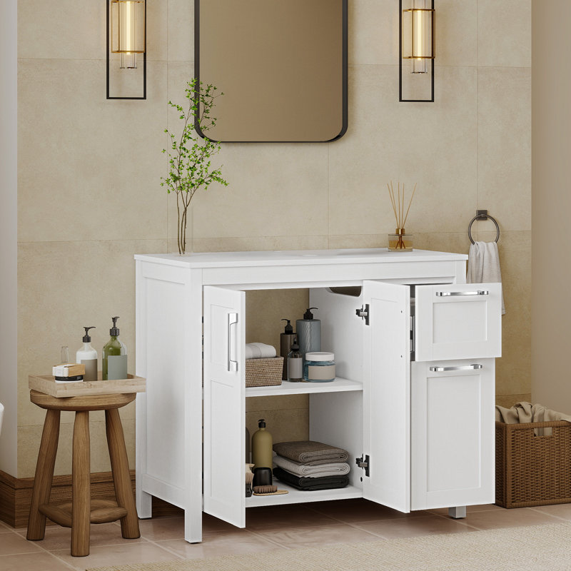 Meuble-lavabo simple H 32 po x l 36 po x P 18 po Frenette, Blanc