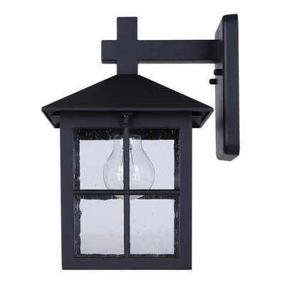 Sioban Traditional Outdoor Down Light Lantern, Black Finish, Clear Seeded Glass