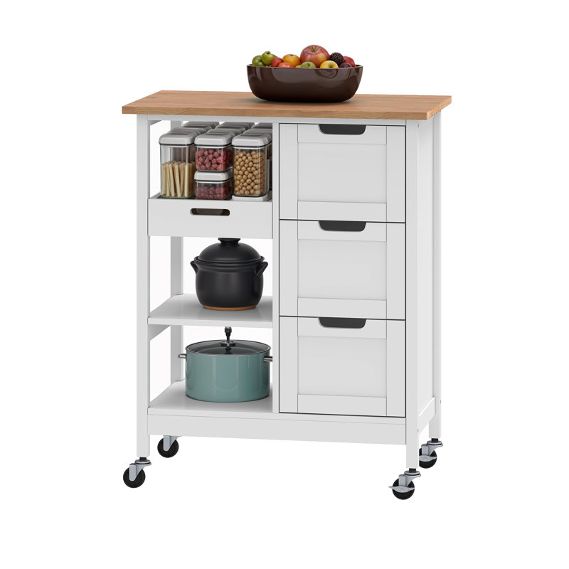  Rolling Kitchen Storage Cart With Shelves And Drawers