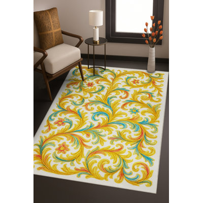 Tapis bleu tissé lavable rétro Mosso