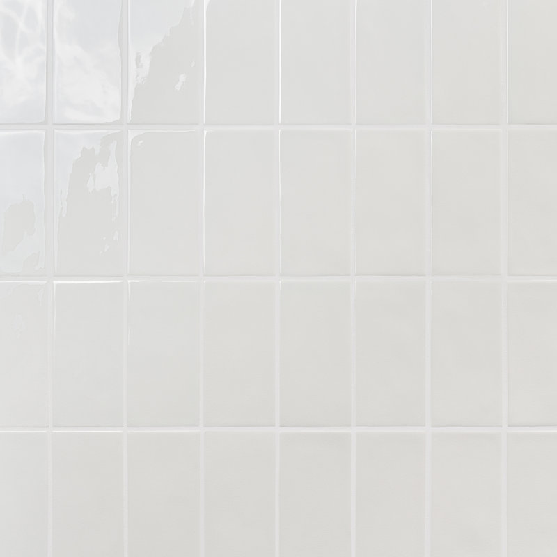 Carreau de métro simple en verre Delphi l 4,33 po x L 8,66 po, Blanc Blanco