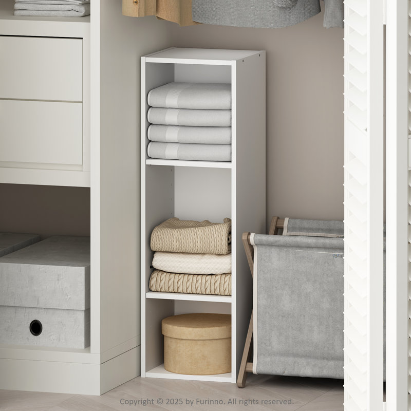 Shavon 3-Tier Multipurpose Clothing & Closet Storage Organizer Shelf, 10-Inch Width, White