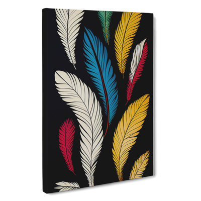 Retro Feathers No.5 - Wrapped Canvas