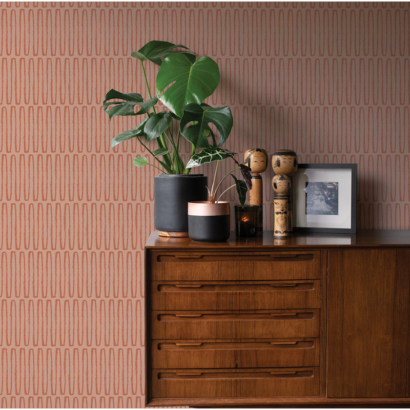 Rouleau de papier peint L 33 pi x l 20,5 po Anika Wave, Corail