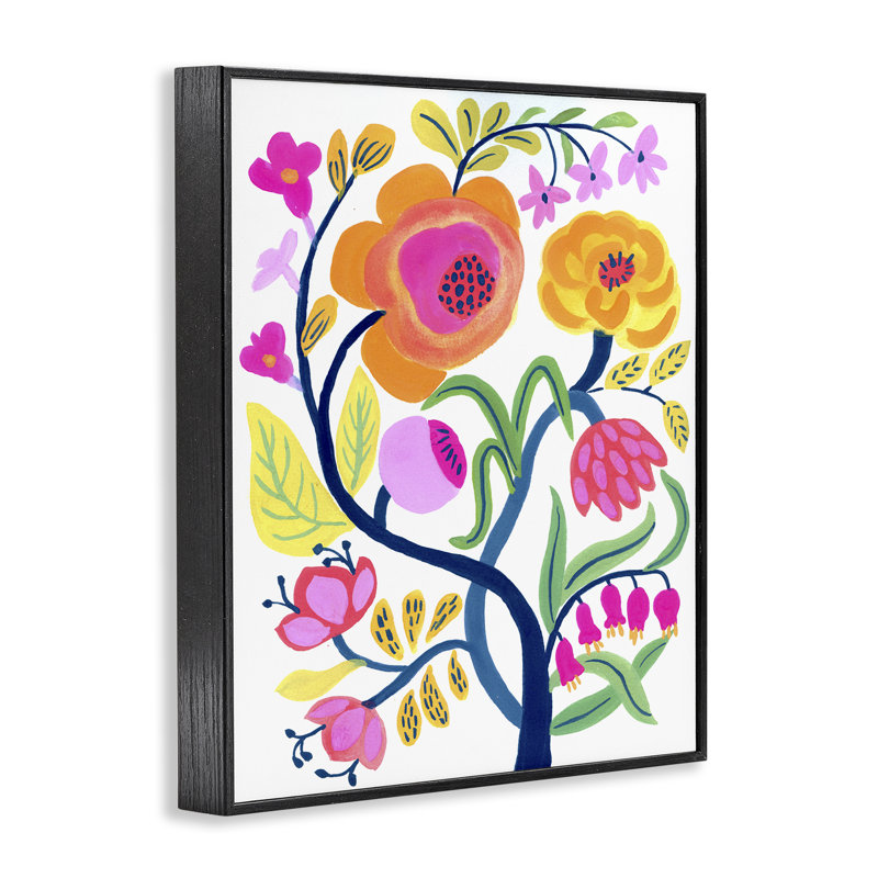 Giclée encadrée «Blue Tree with Warm Flowers» par Suzanne Allard, Giclée encadrée noir minuit, H 20 po x l 16 po
