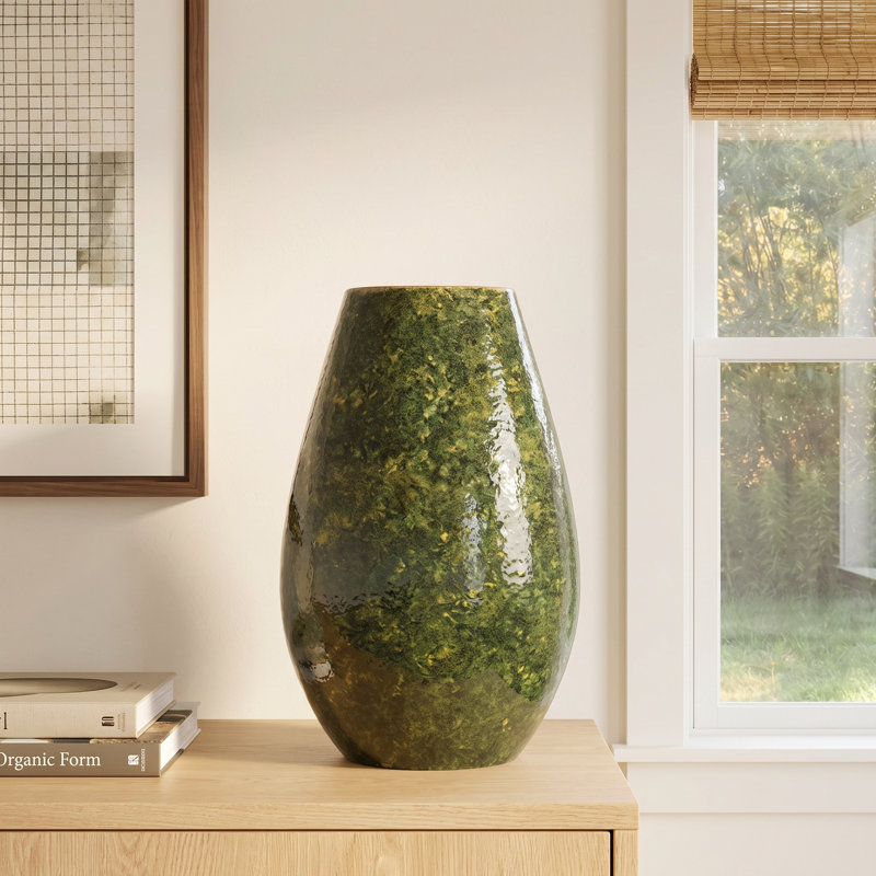 Renaldi Emerald Gold Torpedo Vase- Medium, 11" H x 7" W x 3" D