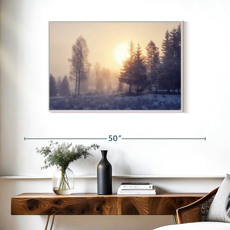 Aube d'hiver, Cadre flottant blanc, 37 po x 25 po