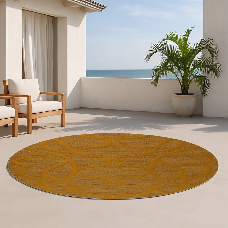 Tapis brun intérieur et extérieur Trellis, Rond 5 pi