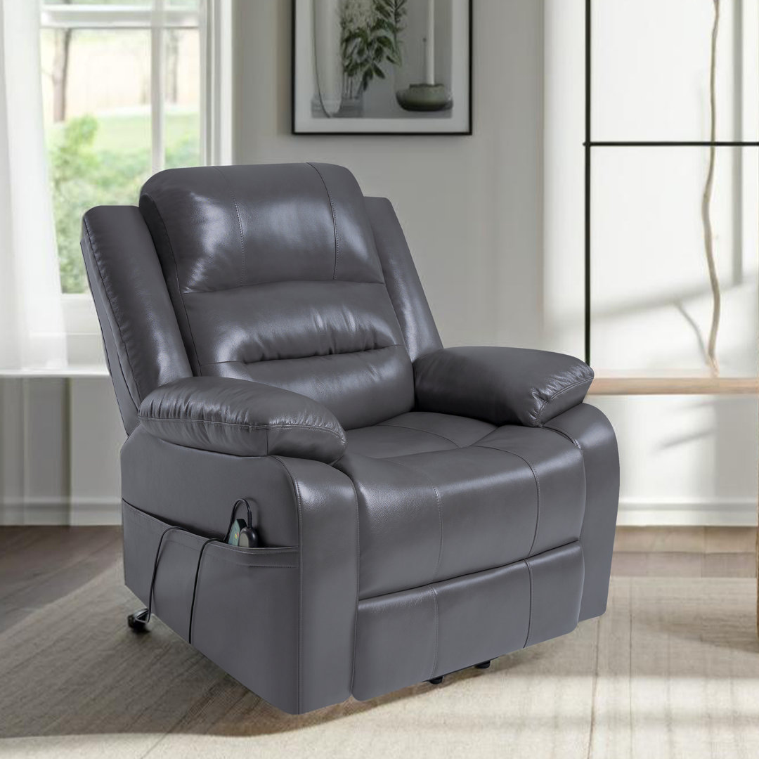 Premium Air Leather Power Recliner Chair with Lift Assist, Massage and Heating function Lark Manor™ Upholstery 