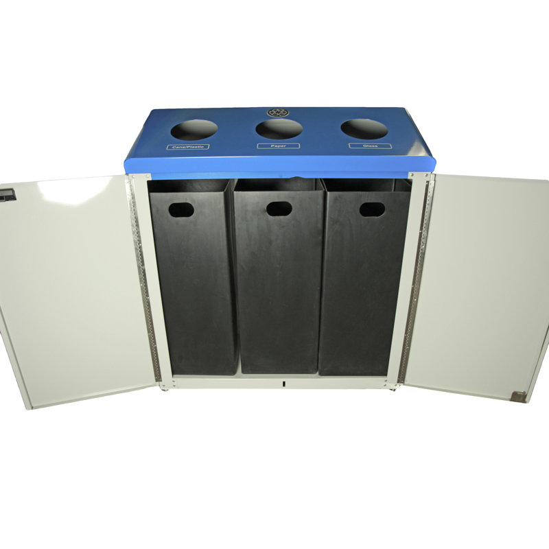 Poubelle de recyclage multi-compartiments 53 gallons 3 Stream, Blanc / bleu