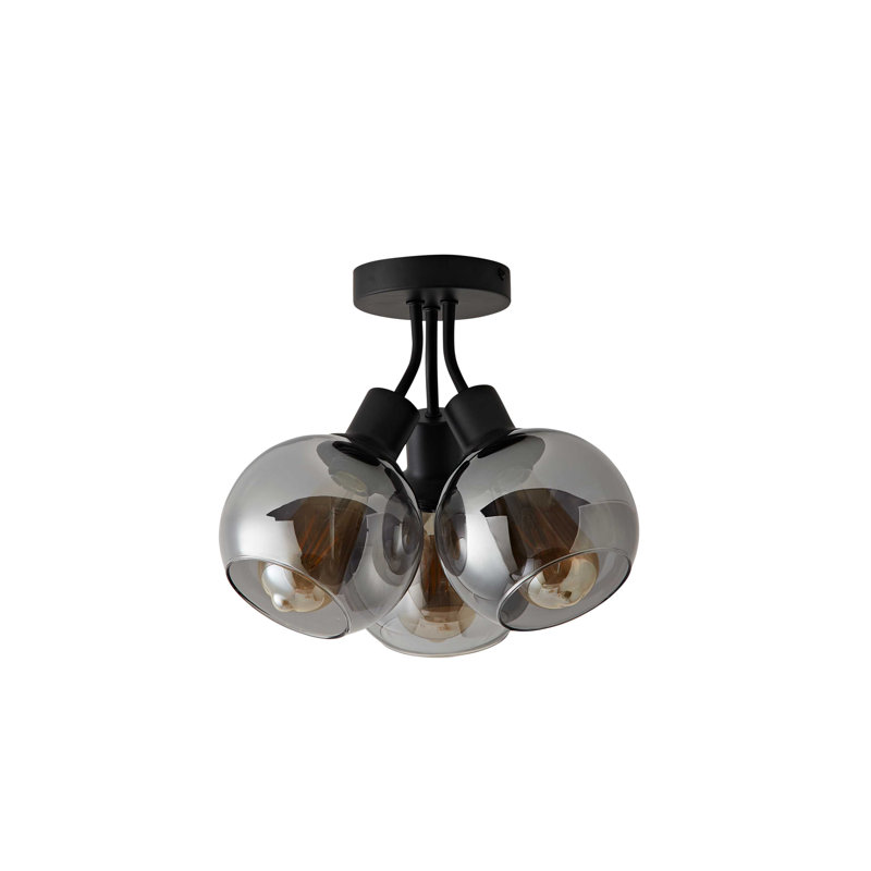 Dejuane Glass Semi Flush Mount, Grey, Matte Black