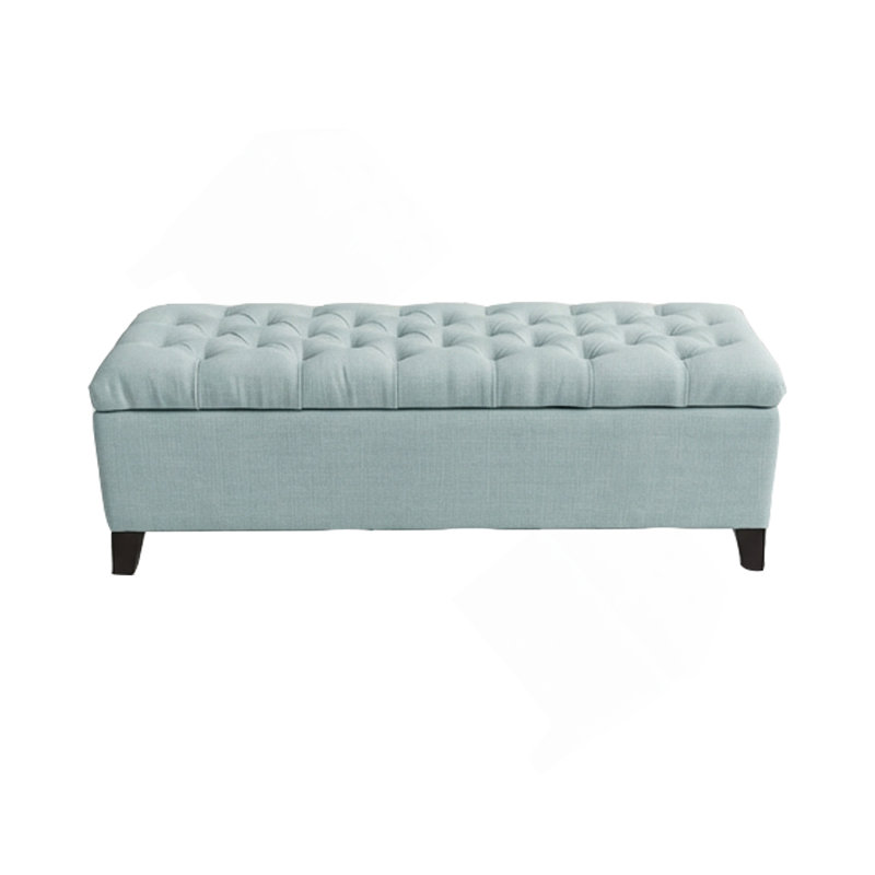 Banc de rangement rembourré Amalfi, 16" H x 50.25" W x 16" D, Polyester bleu ciel