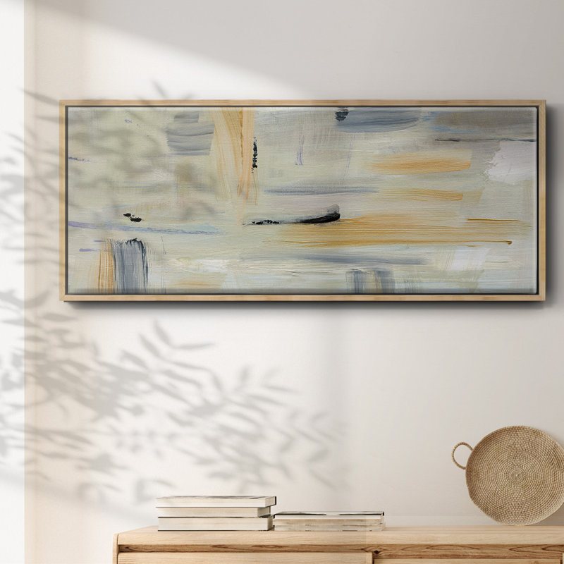 Gray Absract- Framed Canvas, 20" H x 50" W