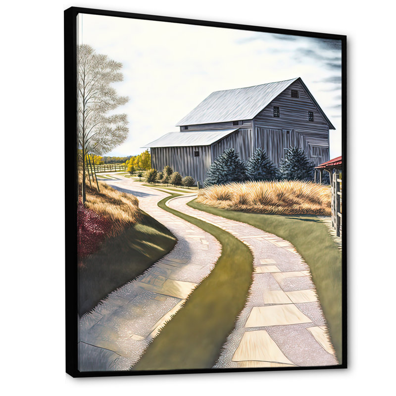 Archak charmant chalet dans le pays II - ferme / campagne toile Art mural, H 20 po x l 12 po x P 1 po, Cadre flottant noir