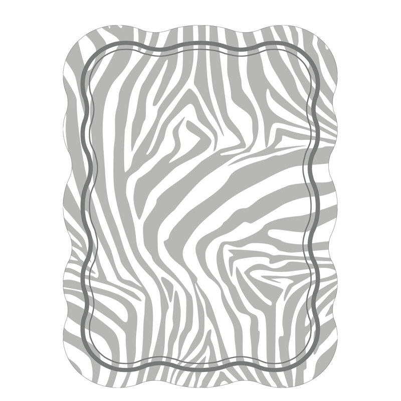Tapis gris / blanc en polyester tissé à la machine Novelty Highlandvi, Nouveauté 5 pi 3 po x 7 pi 7 po