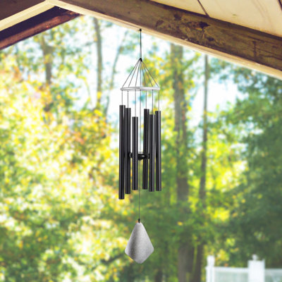 Rhaya 34" Long Tuned Wind Chime Traditional Black Tube Unique Gifts